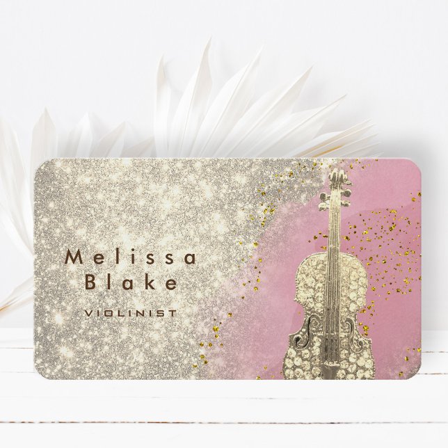 violinist faux glitter business card (Creator Uploaded)