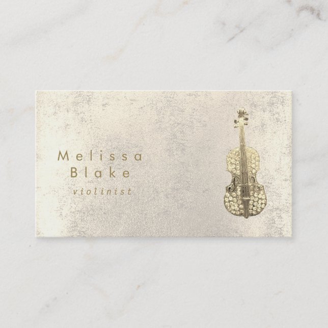 violinist faux rhinestone business card (Front)