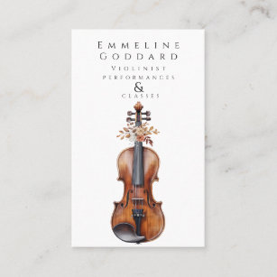 Violinist Floral Violin Music Teacher Musician Business Card