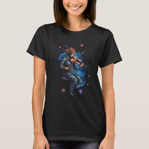 Violinist Girl In Space Violin String Player Class T-Shirt