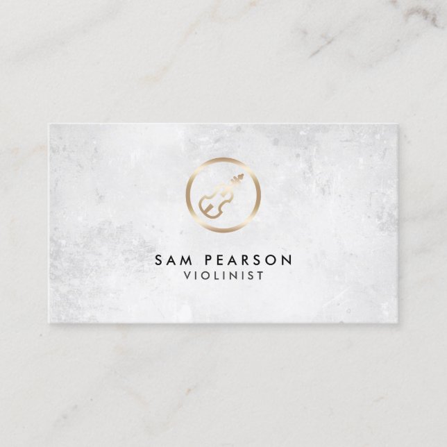 Violinist Gold Violin Icon Business Card (Front)