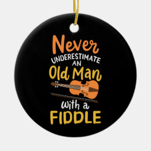 Violinist - Old Man with a Fiddle Ceramic Tree Decoration