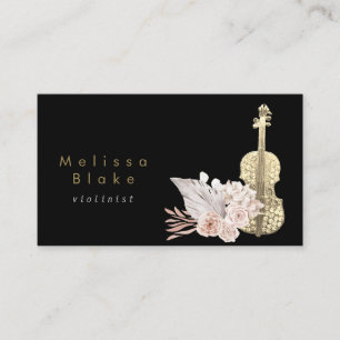 violinist pampas grass black background business card