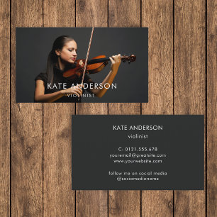 Violinist Photo Professional Musician Minimal Business Card