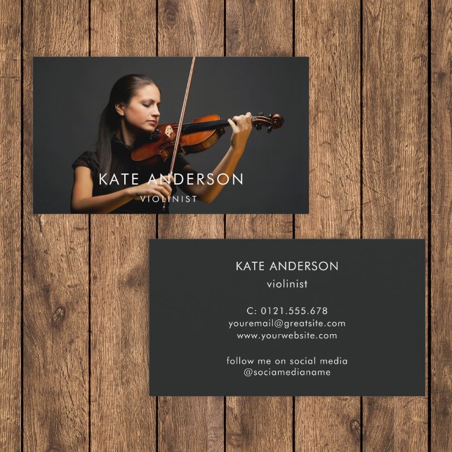 Violinist Photo Professional Musician Minimal  Business Card (Creator Uploaded)