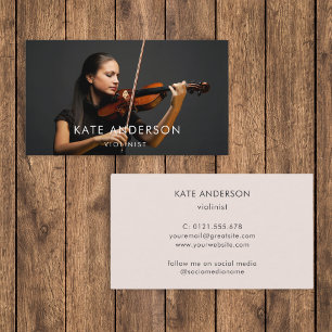 Violinist Photo Professional Musician Minimal Business Card