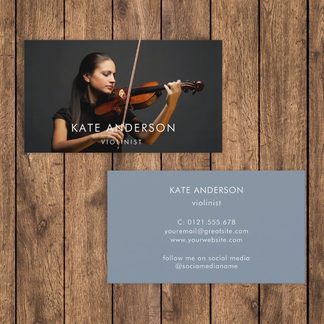 Violinist Photo Professional Musician Minimal  Business Card (Creator Uploaded)