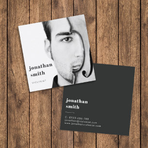 Violinist Photo Professional Musician Minimal Square Business Card