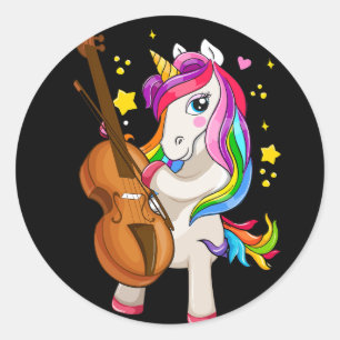 Violinist Unicorn Violin Viola Player Music Lover  Classic Round Sticker