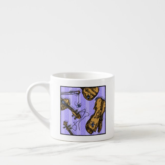 Violins and Spiders - Pop Goth Nightmare Surreal Espresso Cup (Left)
