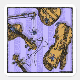 Violins and Spiders - Pop Goth Nightmare Surreal Square Sticker