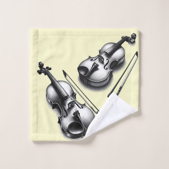 Violins Bath Towel Set (Wash Cloth)