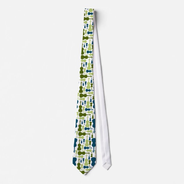 Violins - Blue and Green Pattern Tie (Front)