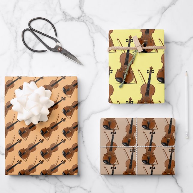 Violins Musical Design  Wrapping Paper Sheet (Front)