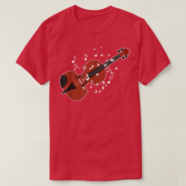 Violins Player Sheet Music Butterflies3295 T-Shirt (Design Front)