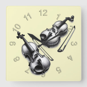 Violins Square Wall Clock