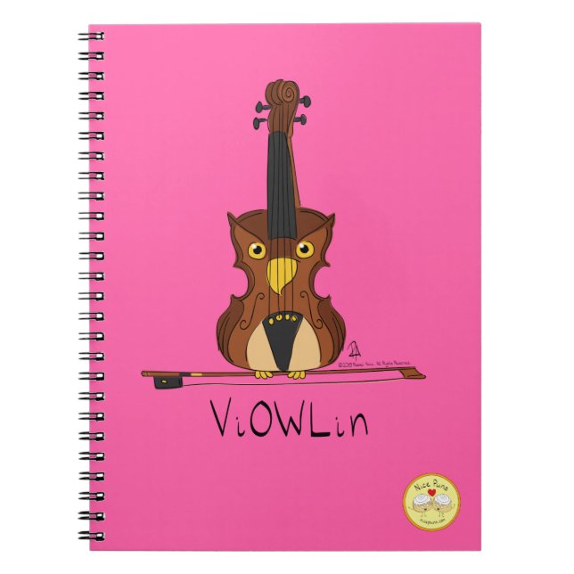 ViOWLin Violin Owl Music Notebook (Front)