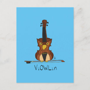 ViOWLin Violin Owl Music Postcard