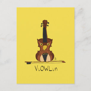 ViOWLin Violin Owl Music Postcard
