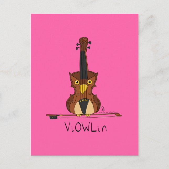 ViOWLin Violin Owl Music Postcard (Front)