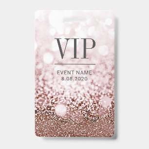 VIP Access Event Elegant Rose Gold Glitter Badge ID Badge