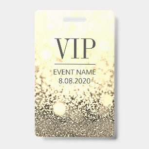 VIP Access Event Elegant White Gold Glitter ID Badge