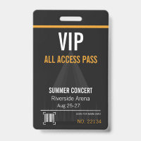VIP All Access Concert Badge with QR Code