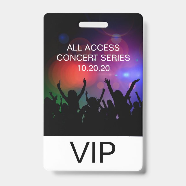 VIP All Access Custom Concert Badge ID Badge (Front)