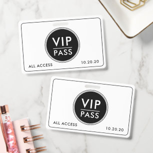 VIP All Access Event Black White ID Badge