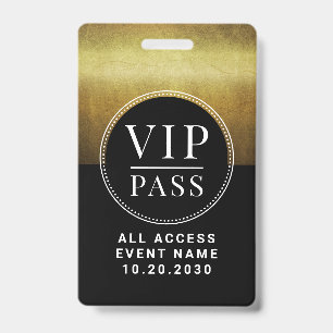 VIP All Access Event Faux Antique Gold ID Badge