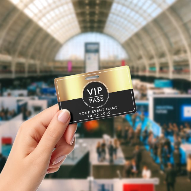 VIP All Access Event Metallic Gold Black ID Badge (Conference)