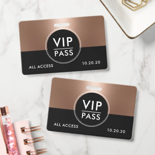 VIP All Access Event Metallic Rose Gold ID Badge