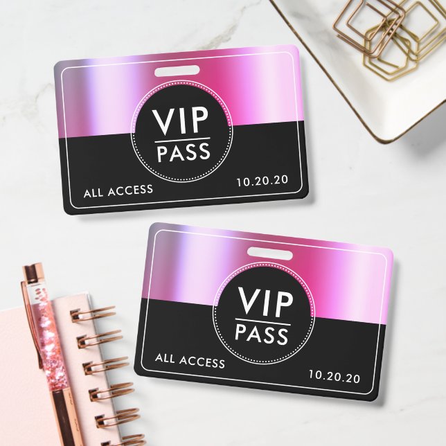 VIP All Access Event Metallic Silver Black ID Badge (Office)