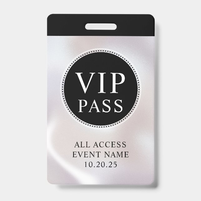 VIP All Access Event Simple Iridescent Pearl Badge ID Badge (Front)