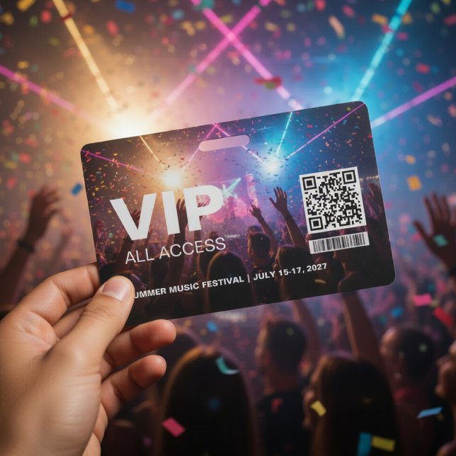 VIP All Access Pass Badge Template with QR Code  ID Badge (Creator Uploaded)