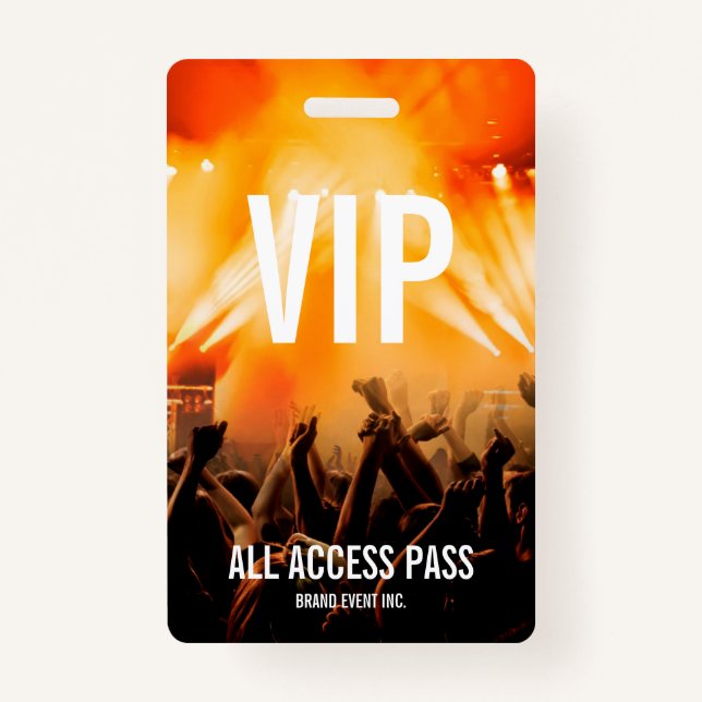 VIP All Access Pass Concert Event ID Badge (Front)