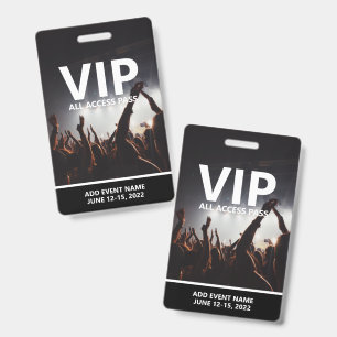 VIP All Access Pass Concert Event Personalised ID Badge