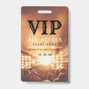 VIP All Access Pass Concert Festival ID Badge