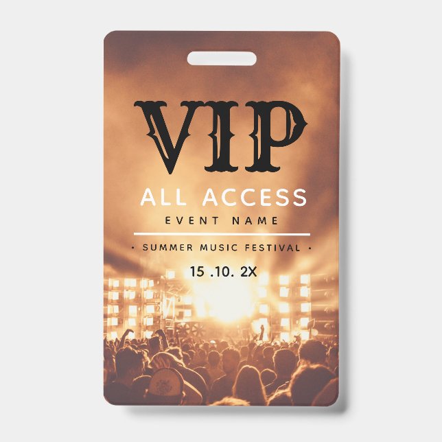 VIP All Access Pass Concert Festival ID Badge (Front)