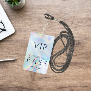 VIP All Access Pass Holographic Birthday Party ID Badge
