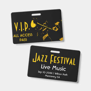 VIP All Access Pass Jazz Festival Event ID Badge