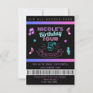 VIP All Access Pass Music Birthday Party Invite