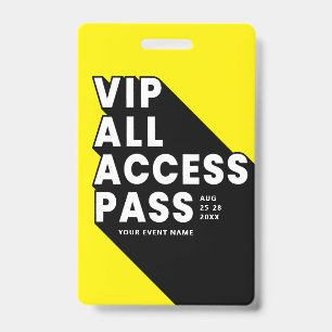 VIP All Access Pass Music Festival Badge ID Badge