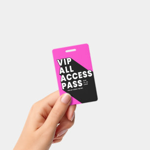 VIP All Access Pass Music Festival Badge Pink ID Badge