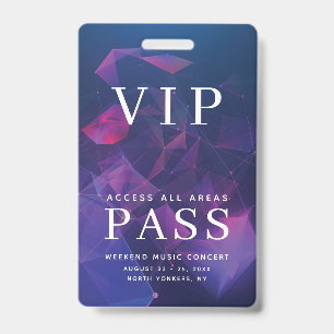 VIP All Access Pass Outdoor Events Geometric ID Badge