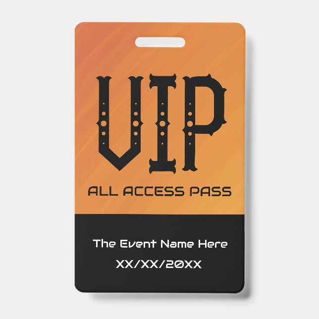 VIP All Access Pass Ticket Holder ID Badge (Front)