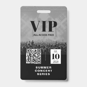 VIP All Access QR Code Event Badge ID Badge