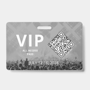 VIP All Access QR Code Event Horizontal ID Badge