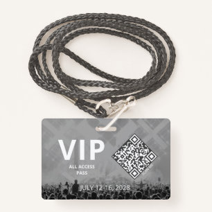 VIP All Access QR Code Event Horizontal ID Badge