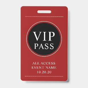 VIP All Access Red Badge ID Badge